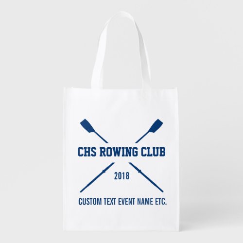 Personalized Crew Rowing Logo Oars Team Name Year Grocery Bag