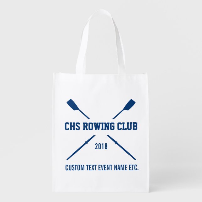 Personalized Crew Rowing Logo Oars Team Name Year Grocery Bag (Front)