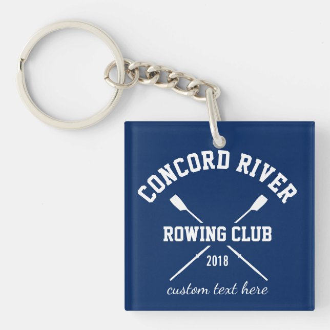 Personalized Crew Rowing Logo Oars Team Name Year Keychain (Front)