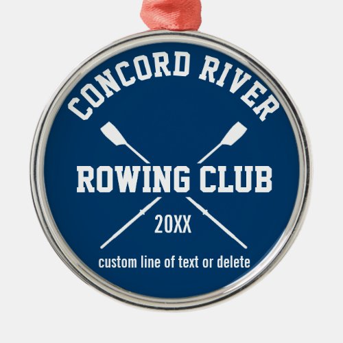 Personalized Crew Rowing Logo Oars Team Name Year Metal Ornament