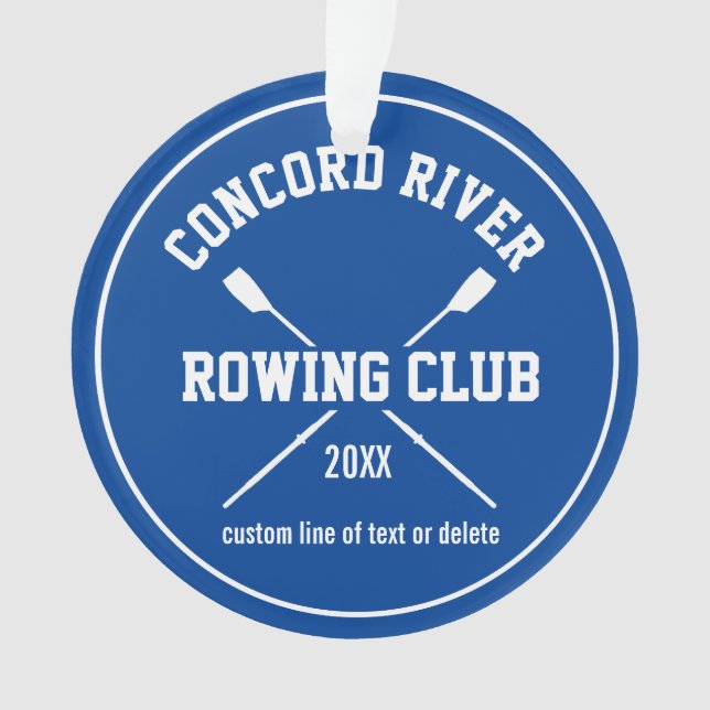 Personalized Crew Rowing Logo Oars Team Name Year Ornament (Front)