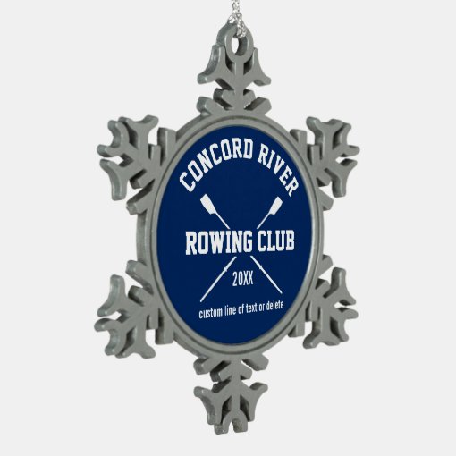 Personalized Crew Rowing Logo Oars Team Name Year Snowflake Pewter