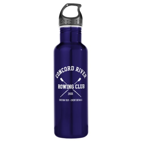 Personalized Crew Rowing Logo Oars Team Name Year Stainless Steel Water Bottle