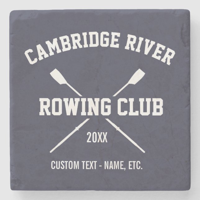 Personalized Crew Rowing Logo Oars Team Name Year Stone Coaster (Front)