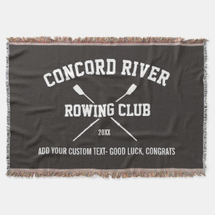 Personalized Crew Rowing Logo Oars Team Name Year Throw Blanket