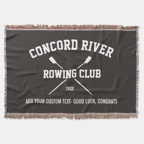 Personalized Crew Rowing Logo Oars Team Name Year Throw Blanket