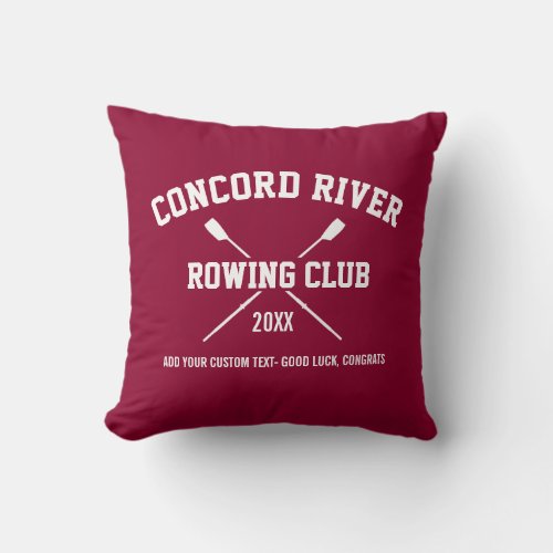 Personalized Crew Rowing Logo Oars Team Name Year Throw Pillow