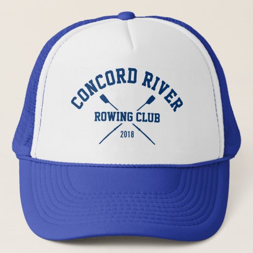 Personalized Crew Rowing Logo Oars Team Name Year Trucker Hat