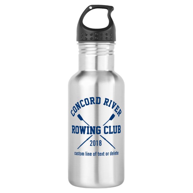 Personalized Crew Rowing Logo Oars Team Name Year Water Bottle (Front)