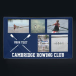 Personalized Crew Rowing Oars Club Photo Collage Banner<br><div class="desc">This personalized custom rowing club banner features 5 photos, team/club name and year or custom text. Personalize with photos of races, team members, individual photos, etc. Easily change the background color to match the team's colors - just click "customize it" and then the small eye dropper. The perfect photo collage...</div>