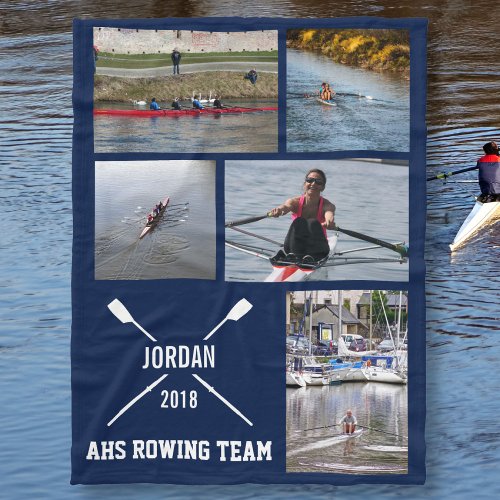 Personalized Crew Rowing Photo Collage Team Name Fleece Blanket
