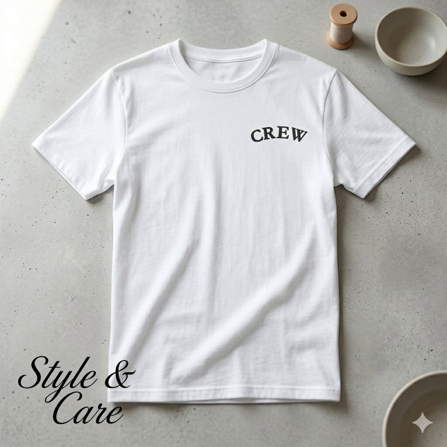 Personalized CREW Text Mark Embroidered T-Shirt (Personalized CREW Text Mark Embroidered T-Shirt)