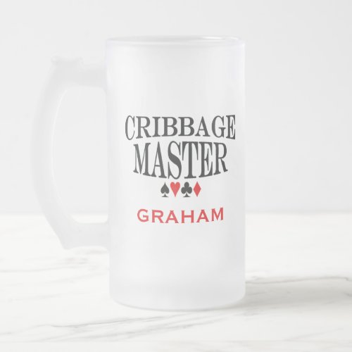 Personalized Cribbage Master Frosted Glass Beer Mug