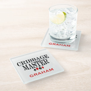 Personalized Cribbage Master Glass Coaster