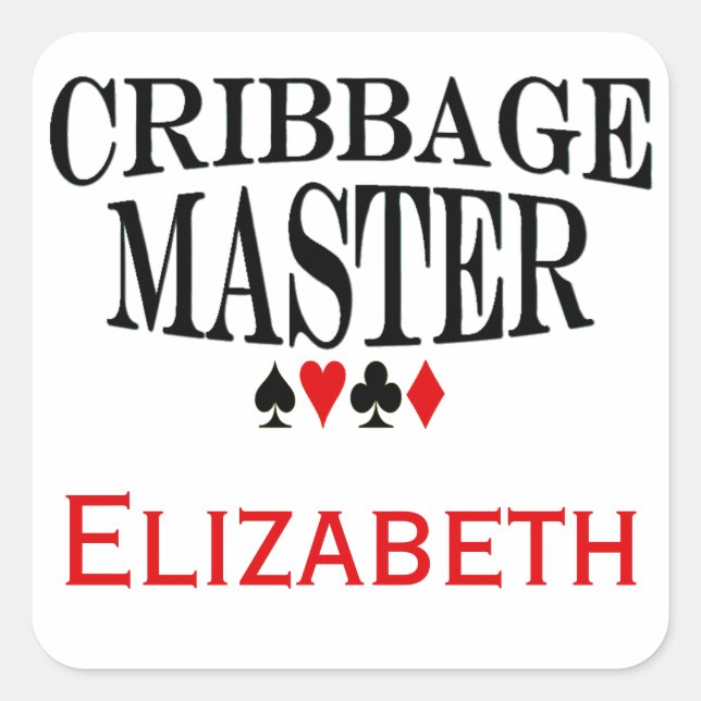 Personalized Cribbage Master Square Sticker (Front)