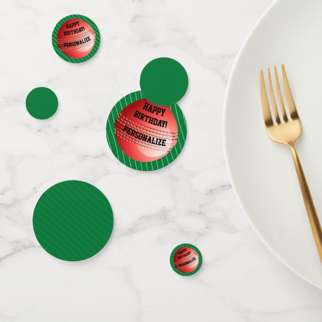 Personalized Cricket Ball Happy Birthday Confetti (Group)