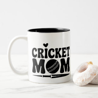Personalized Cricket Mom Life Photo Two-Tone Coffee Mug