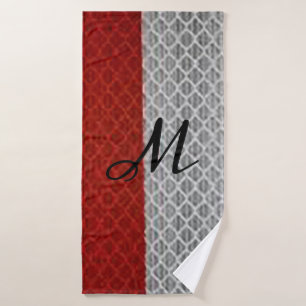 Personalized “Crimson and Gray “  Bath Towel Set