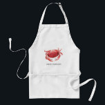 Personalized Crimson Crab | Chef Name Adult Apron<br><div class="desc">A fun personalized crab/crab boil themed aprons for your next Crab Bake Party or seafood event.  
It features a watercolor styled illustration of a crimson crab and a spot for the chef's name.</div>