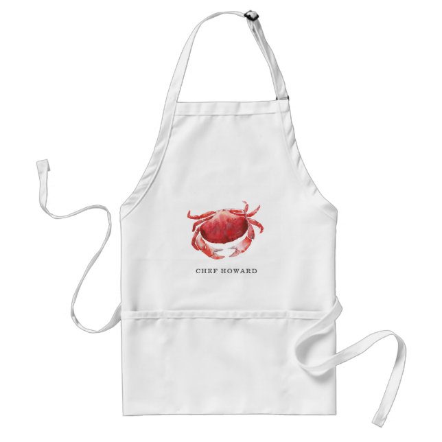 Personalized Crimson Crab | Chef Name Adult Apron (Front)