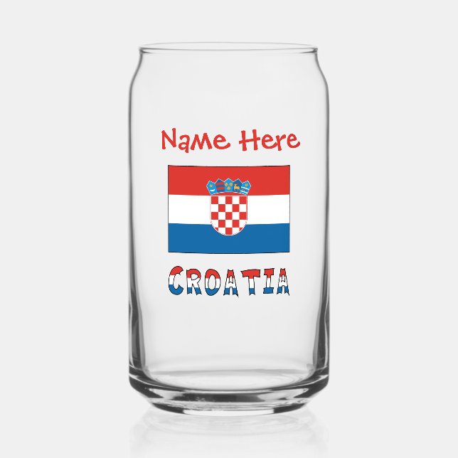 Personalized Croatia Flag  Can Glass (Front)