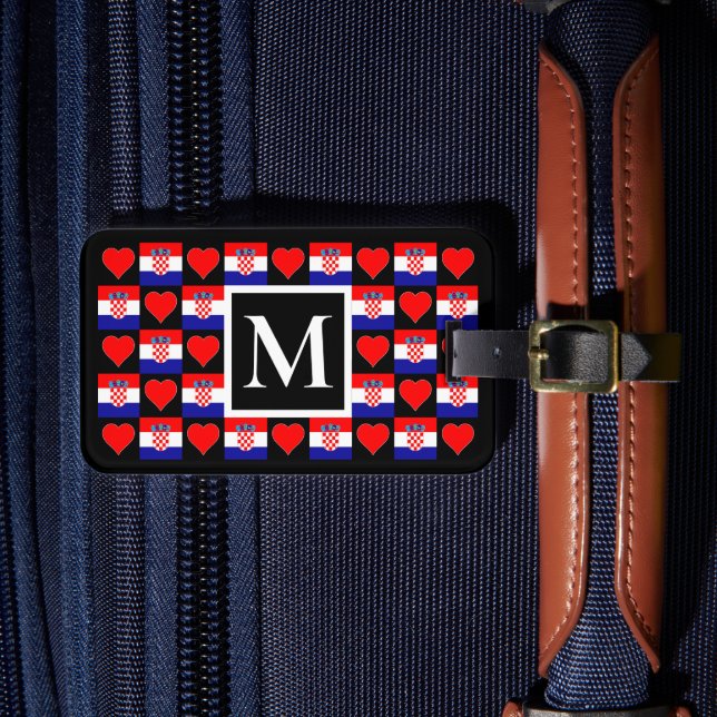 Personalized Croatia Flag Custom Letter Croatian Luggage Tag (Front Insitu 4)