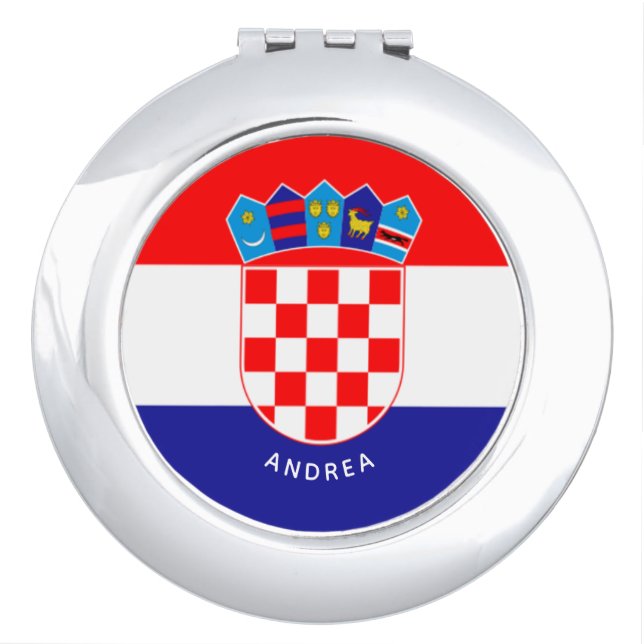 Personalized Croatian Flag With Emblem Compact Mirror (Front)