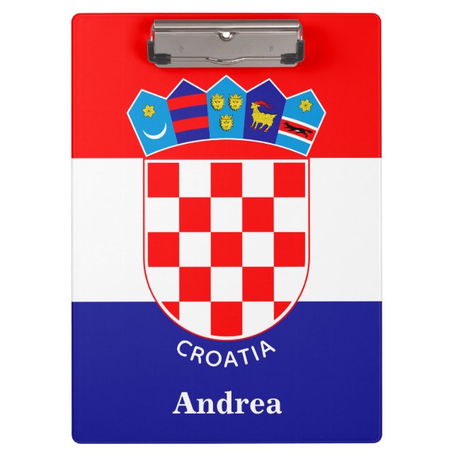 Personalized Croatian Flag With Name Clipboard (Front)