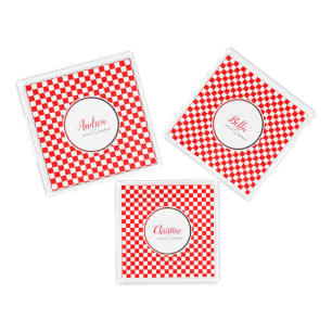 Personalized Croatian Red and White Checks Acrylic Tray