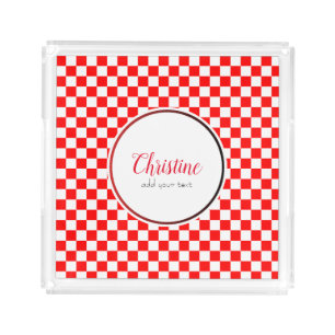 Personalized Croatian Red White Checkers Acrylic Tray