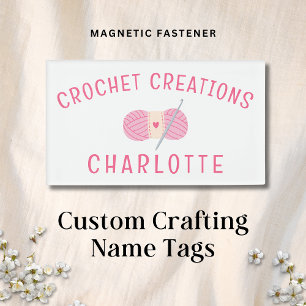 Personalized Crochet Business Yarn & Hook Name Tag