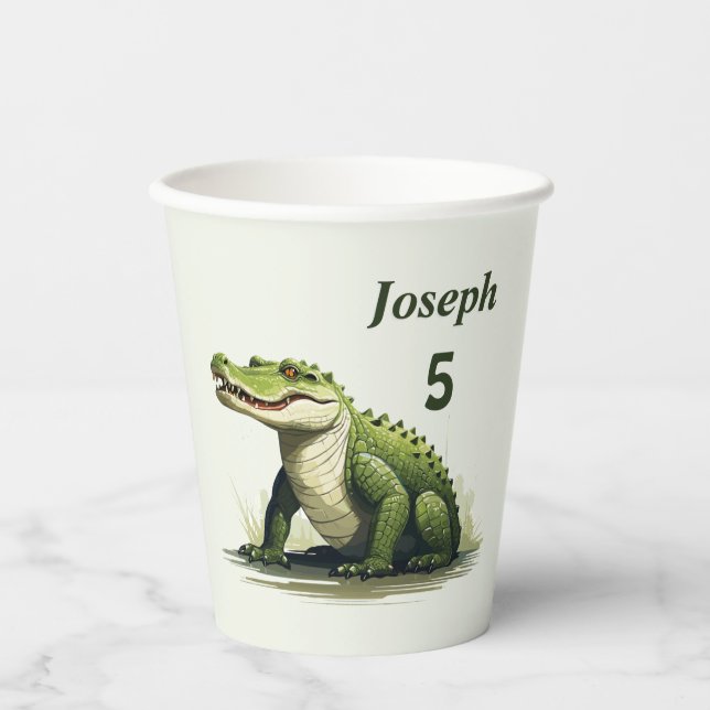 Personalized Crocodile – Add Your Name & Age Paper Cups (Front)