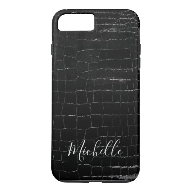 Personalized Crocodile Print Phone Case Black (Back)