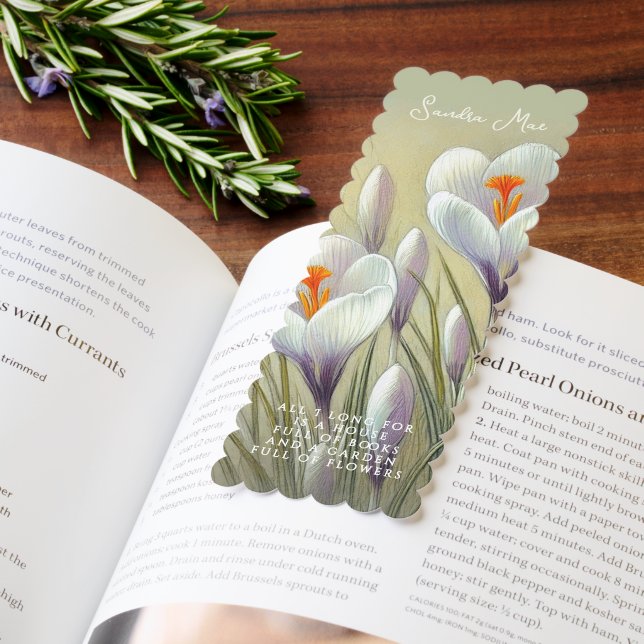 Personalized Crocuses Fine Art Botanical Drawing Bookmarks (Book)