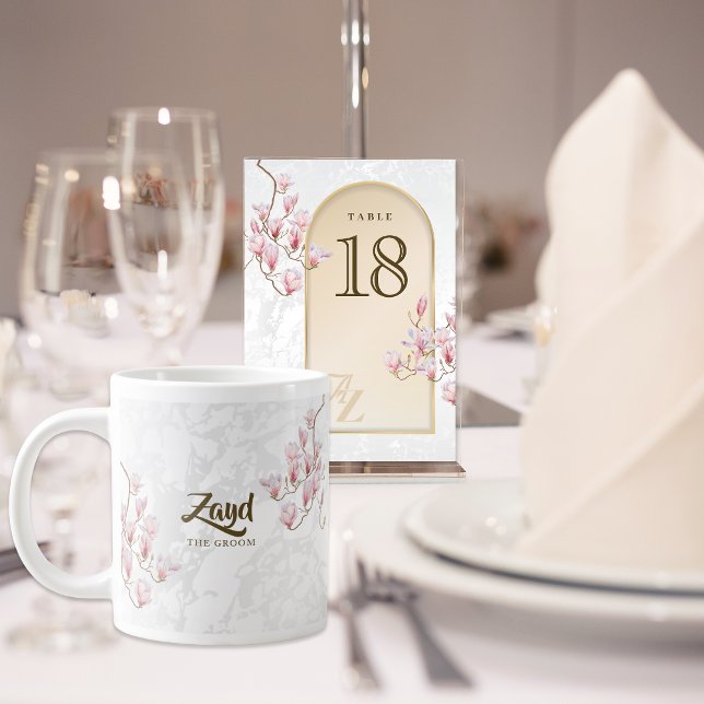 Personalized Croom Mug – Magnolia Floral Wedding (Creator Uploaded)