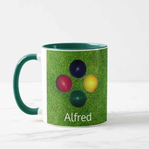 Personalized Croquet Balls on Green Grass Mug