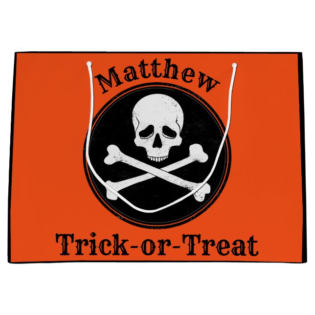 Personalized Cross Bones Halloween Bag (Front)