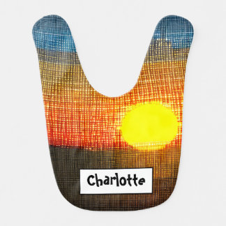 Personalized Cross-stitch Art Sunrise Baby Bib