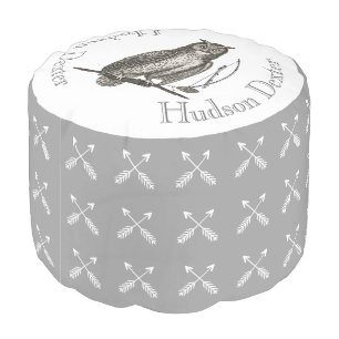 Personalized Crossed Arrow Owl Baby Nursery Pouf