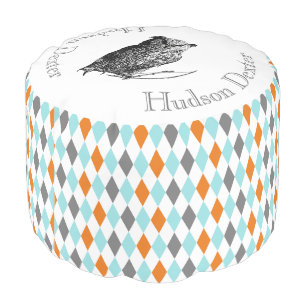 Personalized Crossed Arrow Owl Baby Nursery Pouf