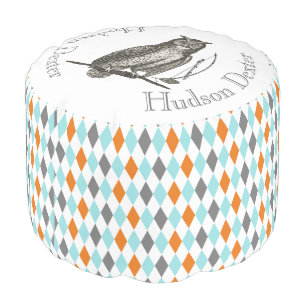 Personalized Crossed Arrow Owl Baby Nursery Pouf