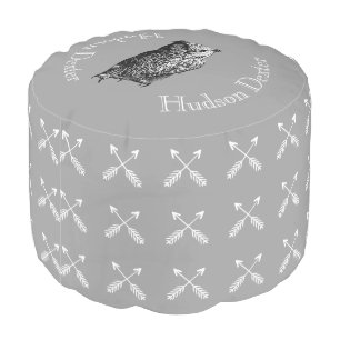 Personalized Crossed Arrow Owl Baby Nursery Pouf