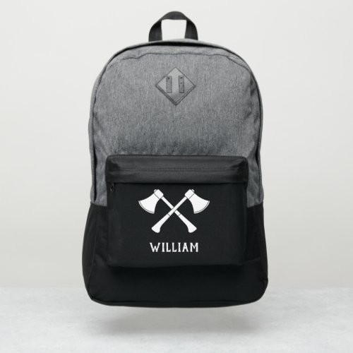Personalized Crossed Axes Ax Throwing Port Authority Backpack