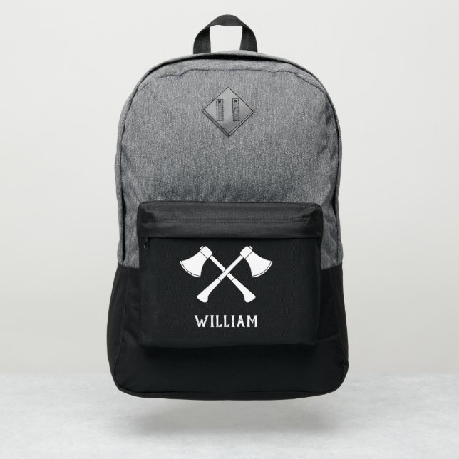 Personalized Crossed Axes Ax Throwing Port Authority® Backpack (Front)