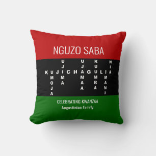 Personalized Crossword NGUZO SABA Kwanzaa Throw Pillow