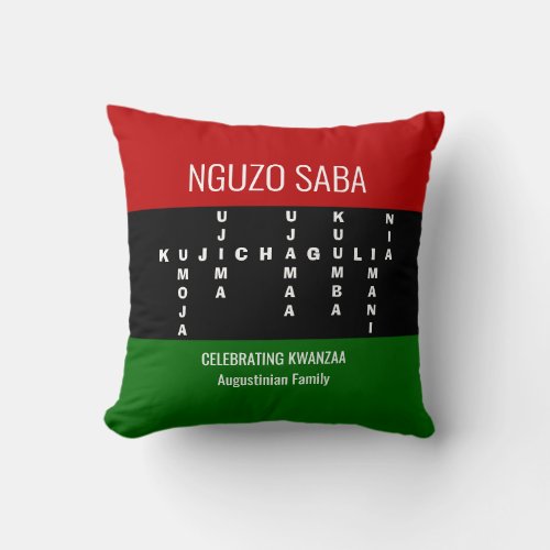 Personalized Crossword NGUZO SABA Kwanzaa Throw Pillow