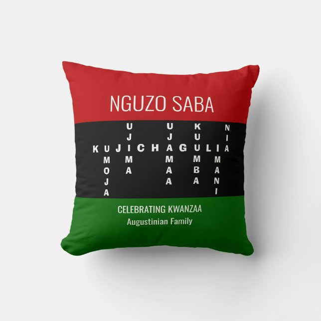 Personalized Crossword NGUZO SABA Kwanzaa Throw Pillow (Front)