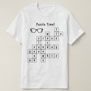 Personalized Crossword Puzzle Black and White T-Shirt