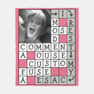 Personalized Crossword with Custom Text and Photo Fleece Blanket