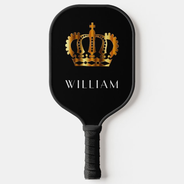 Personalized Crown Black Pickleball Paddle (Front)